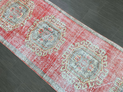 Vintage Runner Rug 3 x 11.6 Distressed Handmade Runner Rug Turkish Runner Rug Vintage Runner Rug Hallway Runner Rug Wool Kitchen Runner