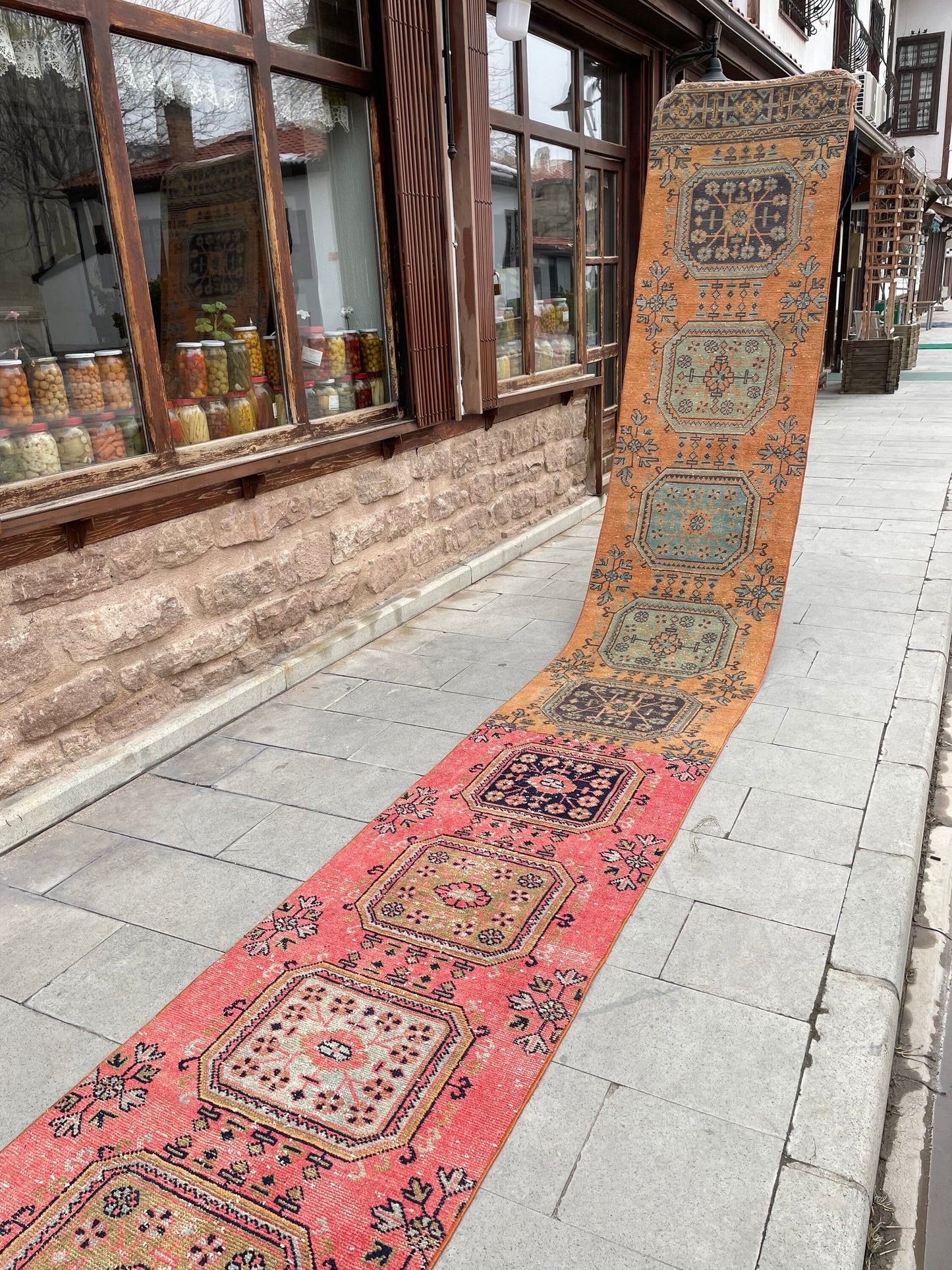 Handmade Staircase Runner Rug 2.6 x 30 ft Extra Long TURKISH Runner Rug Vintage Runner Rug Oushak Runner Rug  Runner Hand Knotted Runner