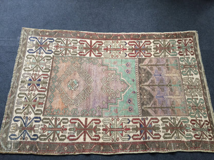 WOOL Oushak Rug Turkish Runner Rug Vintage  Rug Hallway  Rug Kitchen Rug Wool Nomad Rug Wool Oushak Rug Turkish Wool Oushak Rug 5.4 x 3.6