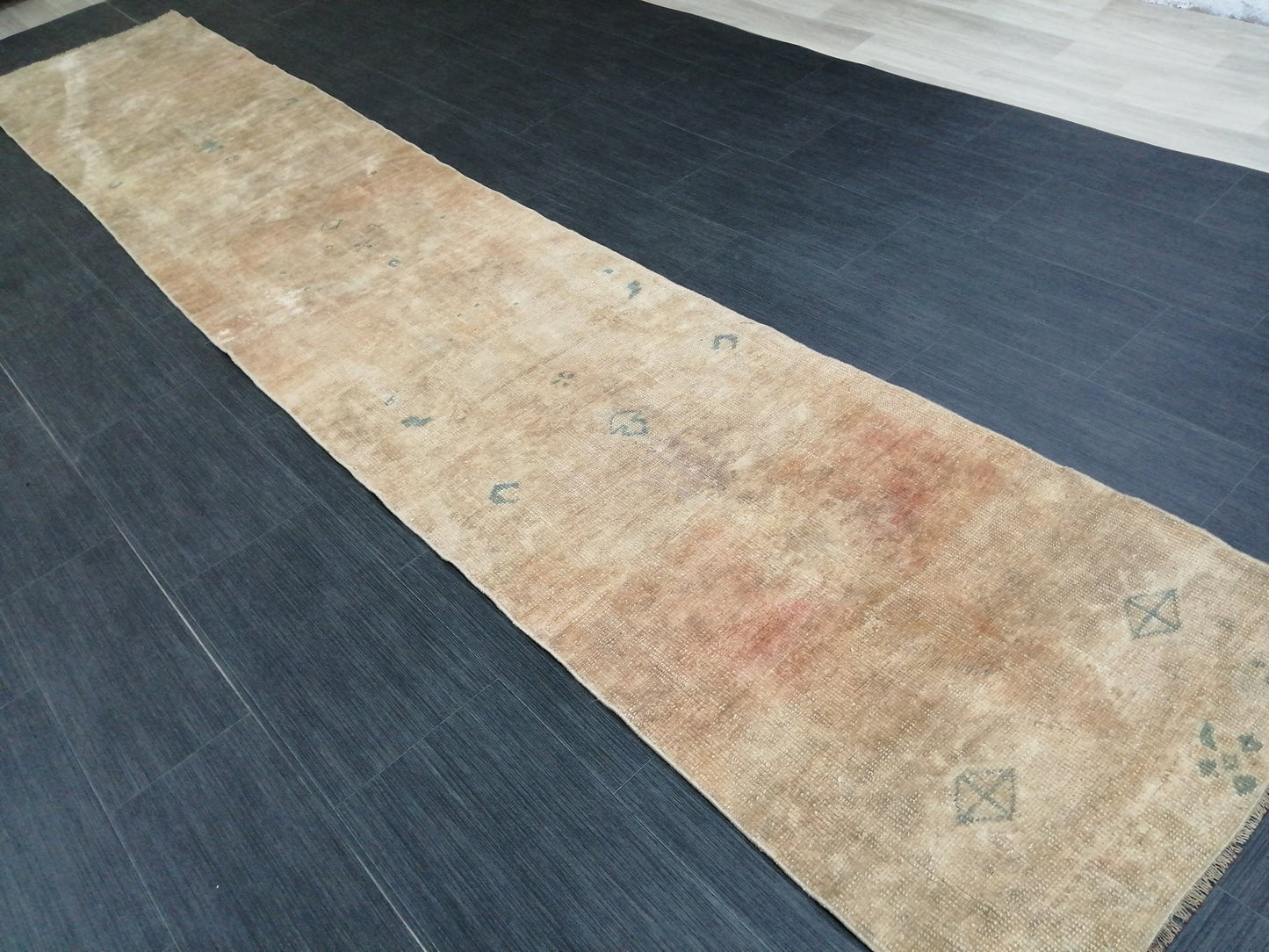 2.3 x 12.3 Muted Oushak Runner Rug Turkish Runner Rug Muted Vintage Runner Rug Washedout  Hallway Runner Rug Kitchen Runner Rug Wool Runner