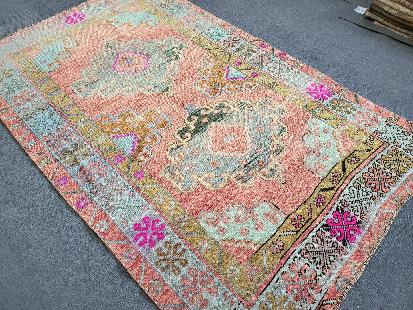 OUSHAK Rug, 3.8 x 6 TURKISH Oushak Rug Vintage Hand Knotted Rug Vintage Rug, Wool ANTIQUE Rug Handmade Rug, Vintageturkish_rug