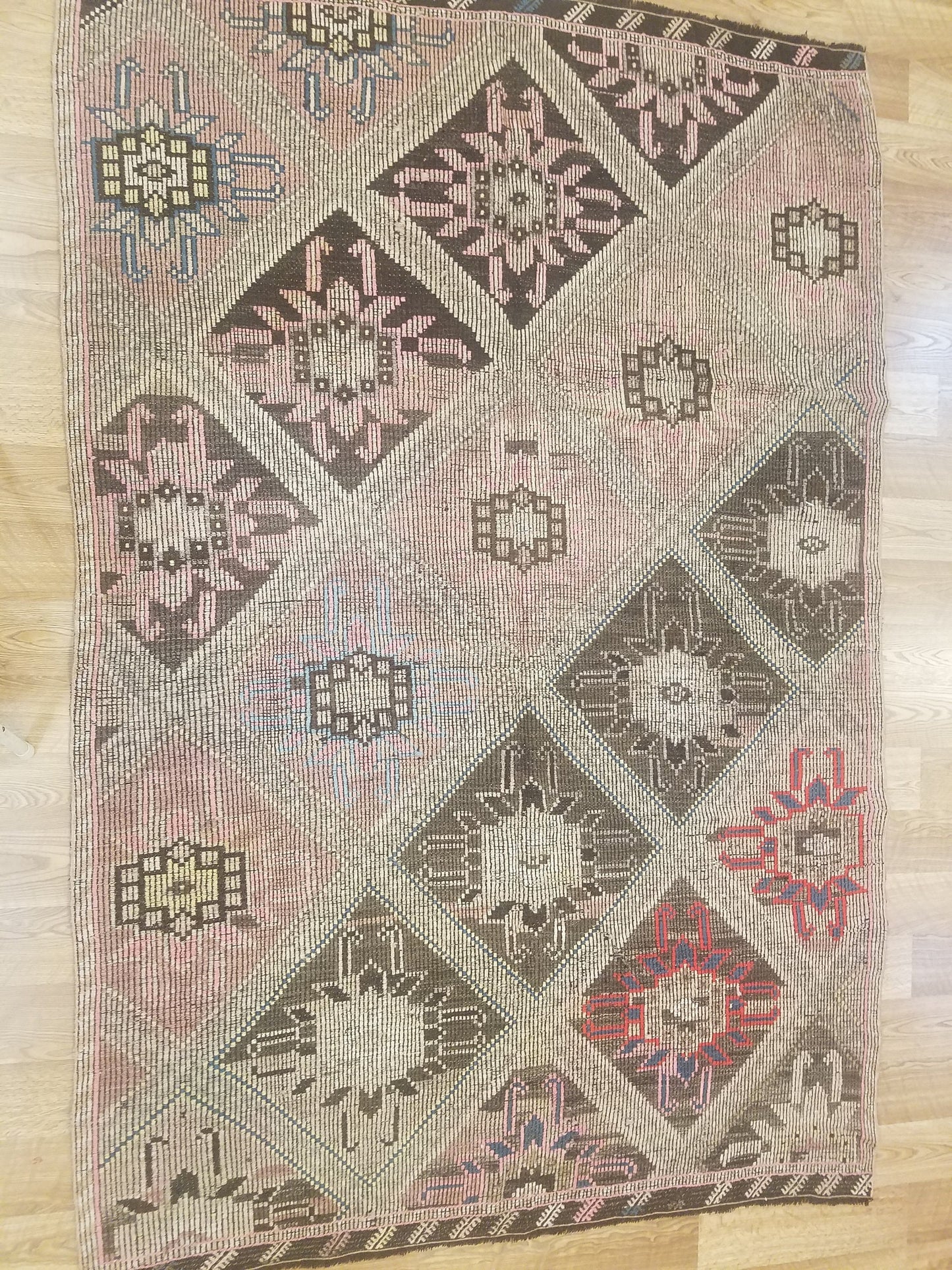 6 x 9 flatwoven with embroidery rug, handmade kilim wool rug, vintage turkish rugs oushak rug vintage oushak rug, wool rug