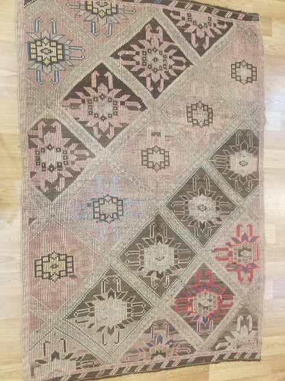 6 x 9 flatwoven with embroidery rug, handmade kilim wool rug, vintage turkish rugs oushak rug vintage oushak rug, wool rug