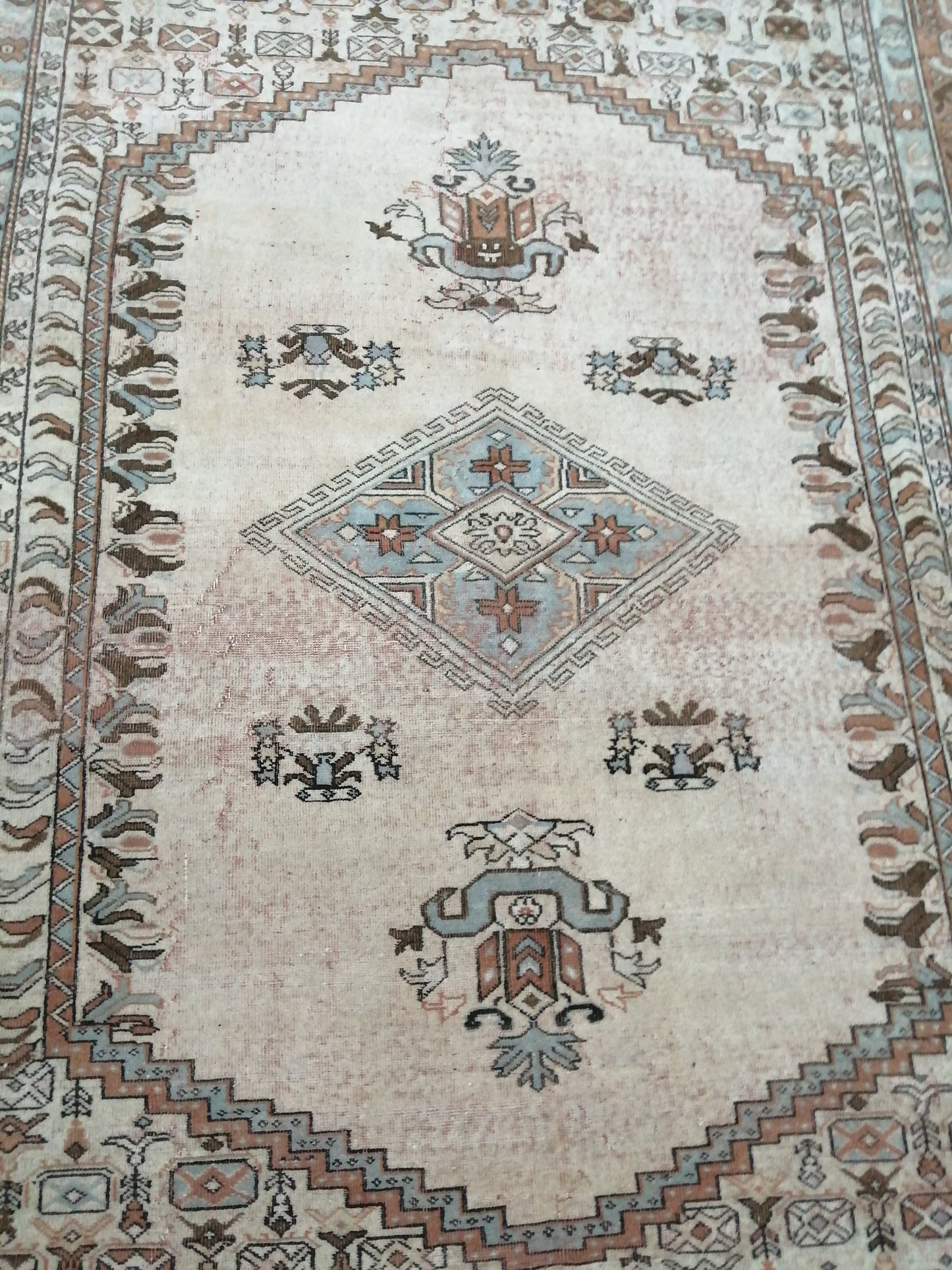 6.5 x 9.2 OUSHAK RUG TURKISH Oushak Rug Vintage Oushak Runner Rug Vintage Runner Rug Wool Oushak Rug Hand Made Rugs Vintage Turkish Rug