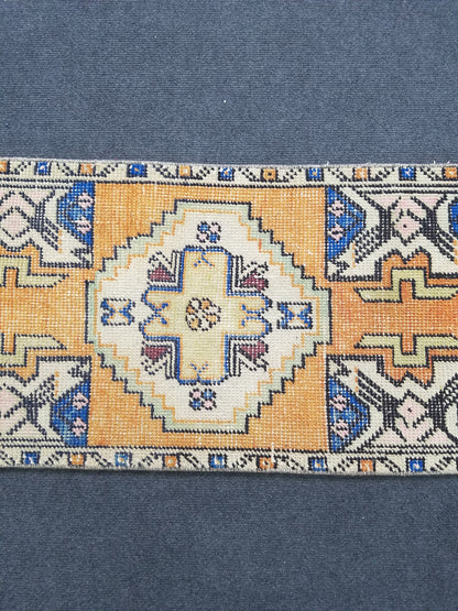 35x18 inches turkish small area rug, vintage mini kitchen rug, oushak bath mat rug, handmade bohemian small rug, small laundry rug, mini rug