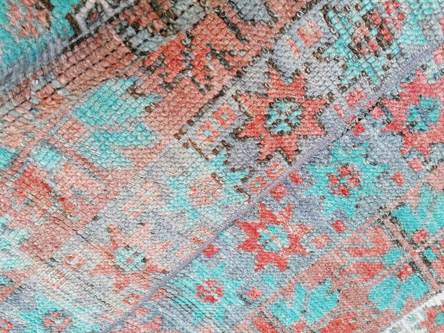 12x2'6 oushak turkish rug, vintage turkish rug,oushak vintage rug,vintage rug,kitchen rug, vintage anatolian rug,unique hand made patchwork