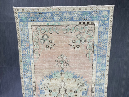 Handmade Oushak 3.2 x 6.8 Rug Handmade Rug Turkish Rug Hand Knotted Rug Muted Turkish Rug, Farmhouse Rug, Vintage Rug, Wool rug