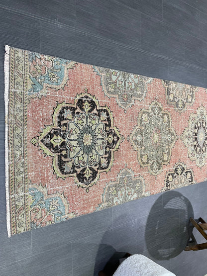 VINTAGE RUNNER Rug, Distressed Turkish 2.10 x 10.7 Runner Rug, Oushak Runner Rug, Hand woven Rug, Oriental runner Rug