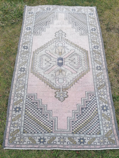 Turkish rug,oushak rug,vintage pastel rug, hand made wool rug 3'6x6'2ft