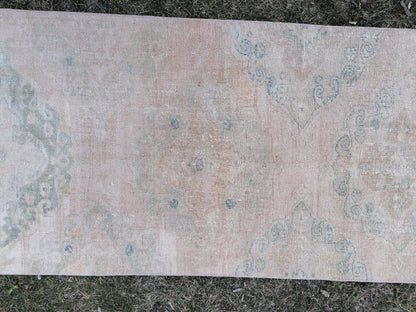 2'9x23'6 oushak turkish runner rug, vintage turkish runner rug, hallway hand made wool rug, kitchen runner rug