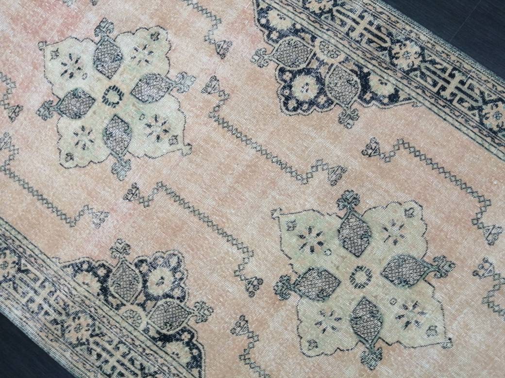 4.7 x 13 Oriental Runner Navy Oushak Runner Rug Turkish Runner Rug Vintage Runner Rug Hallway Runner Rug Kitchen Runner Rug Wool Runner