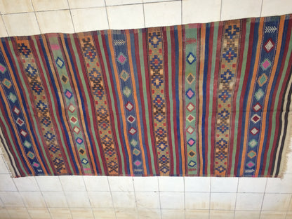 6 x 11 Flat Weave OUSHAK RUG TURKISH Oushak Rug Flatweave Oushak Runner Rug Vintage Runner Rug Wool Oushak Rug Hand Made Rugs Vintage Rug