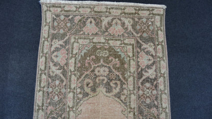 Hallway runner rug,muted vintage rug, turkish runner rug 2'2x13'2 feet