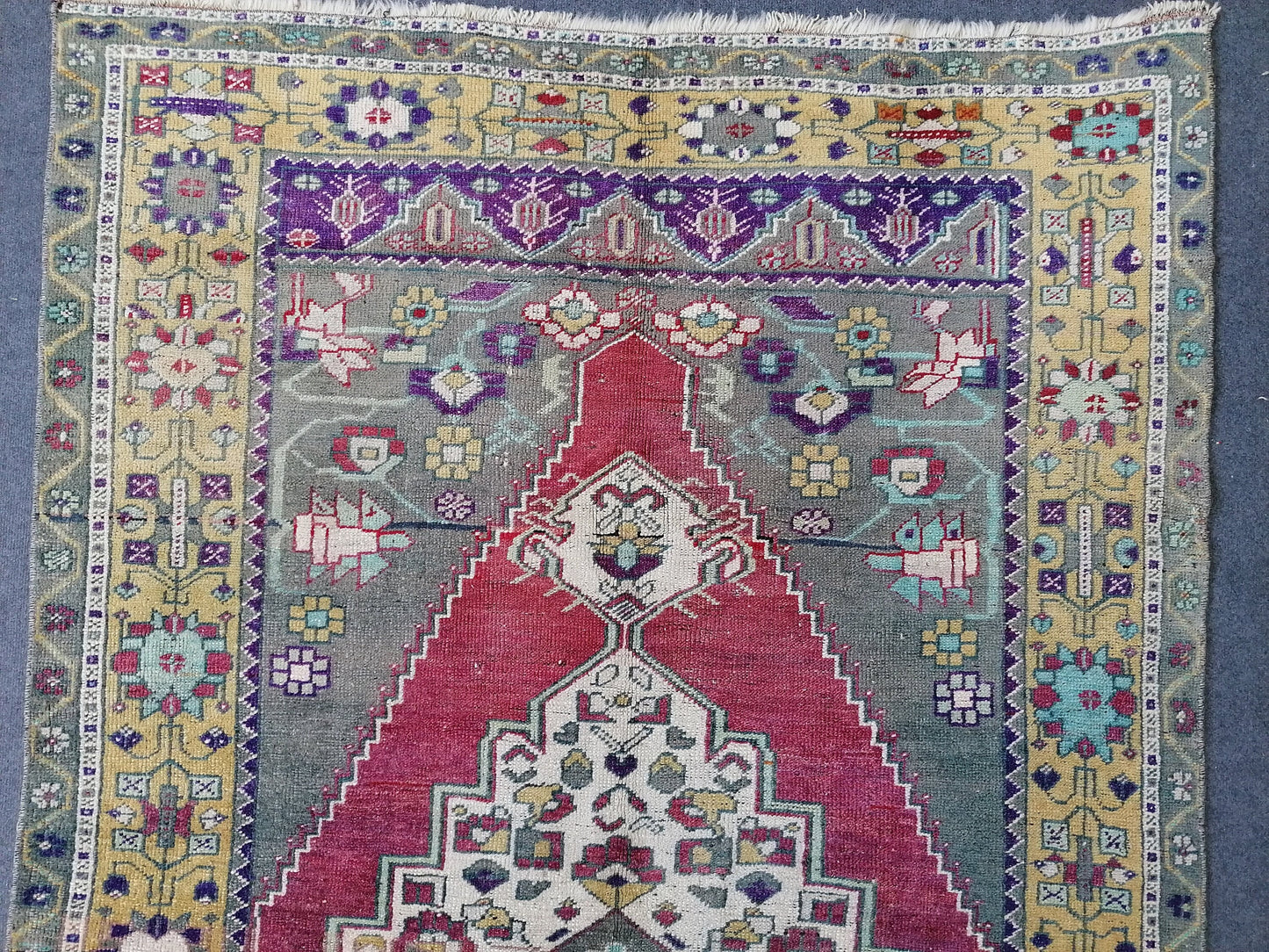 9'x5' vintage turkish rug, oushak bohemian rug,unique hand made bohemian