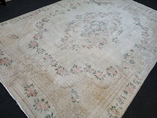 7x10 OUSHAK RUG TURKISH Muted Rug Vintage Distressed Oriental Rug Vintage Persian Rug Wool Floral Rug Hand Made Rug Vintage Turkish Rug