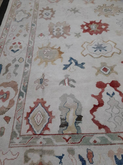 9x12 Vintage OUSHAK RUG Authentic TURKISH Oushak Rug Vintage Oushak Rug Wool Oriental Rug Hand Made Rug Hand Knotted Rug Turkish Natural Dye