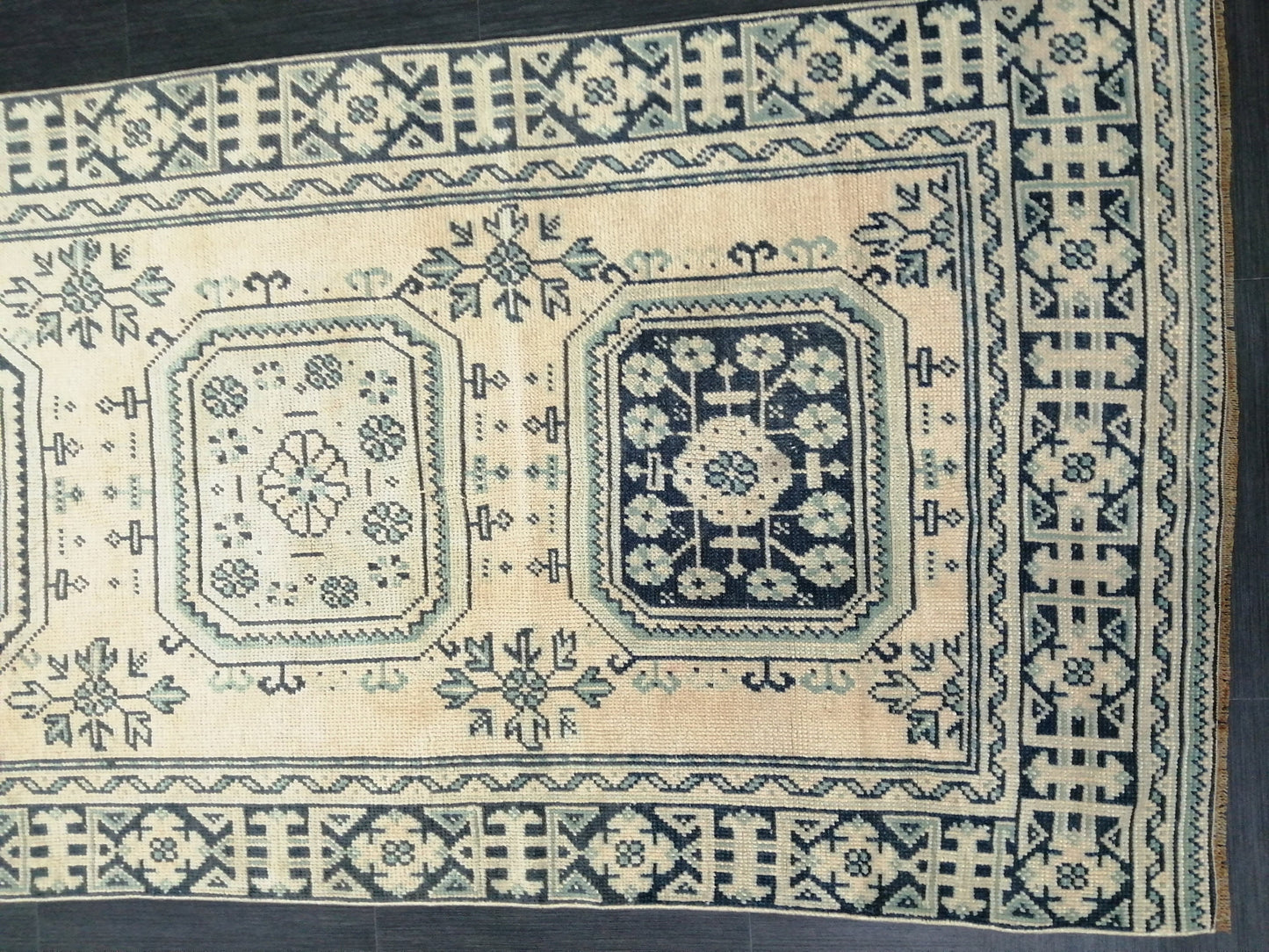 Muted Oushak Runner Rug 11.5 x 3.7 Vintage Turkish Runner Rug Muted Vintage Runner Rug Hallway Runner Rug Kitchen Runner Rug Wool Runner