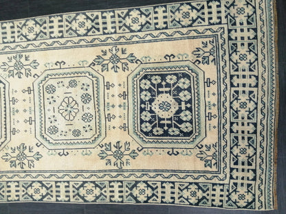 Muted Oushak Runner Rug 11.5 x 3.7 Vintage Turkish Runner Rug Muted Vintage Runner Rug Hallway Runner Rug Kitchen Runner Rug Wool Runner