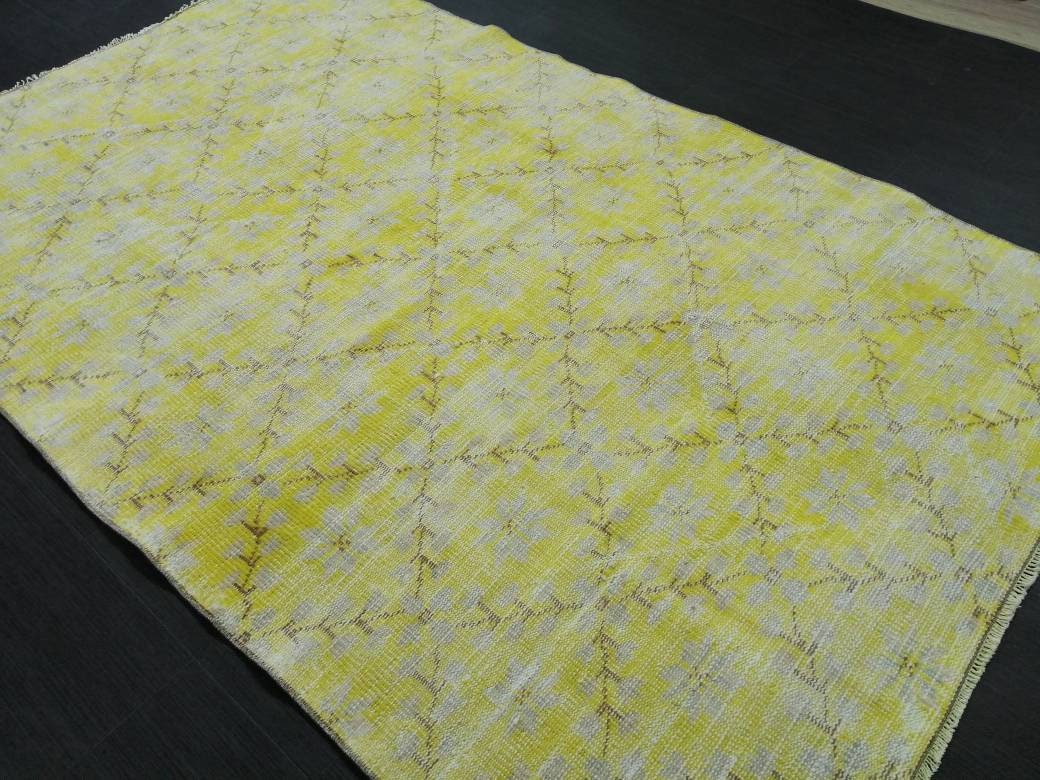 Vintage RUG TURKISH Rug 7.3 x 4.5 Oushak Rug Vintage Oushak Rug Vintage Rug Muted Boho Rug Hand Made Rug Vintage Neutral Rug