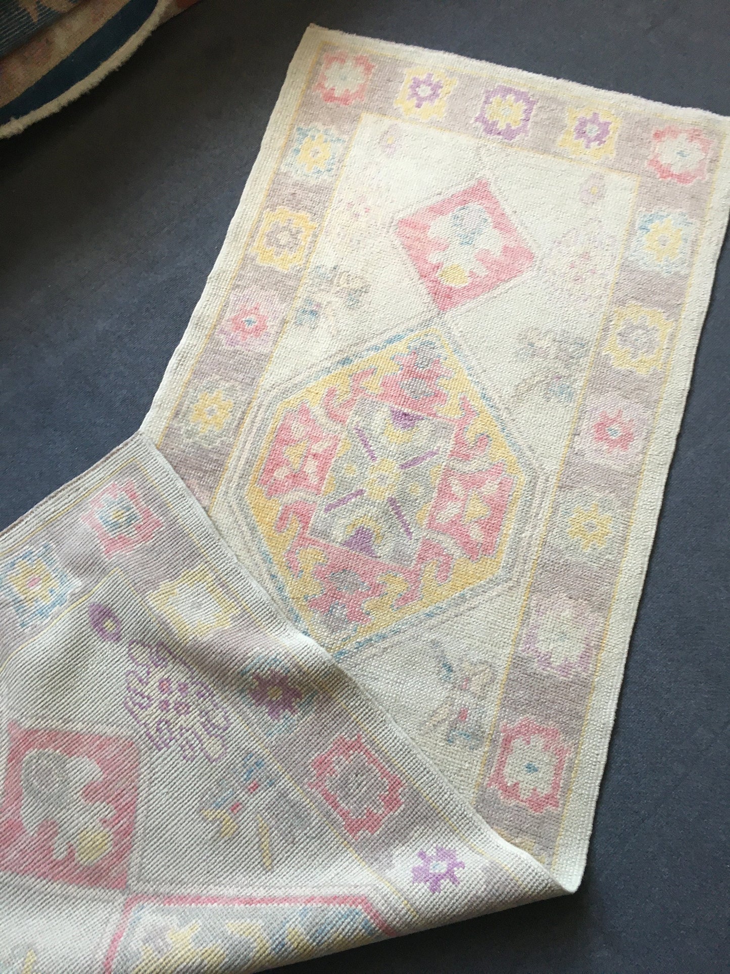 3x8 feet handmade new turkish runner rug, vintage destroyed beige wool kitchen floor runner, long oushak purple living room area runner rug