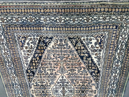 Vintage Persian Rug, Unique Motif Rug, 8 x 11.2 Persian Rug, Hand Knotted Rug, Eclectic Rug, Hand Made Rug, Living room Rug Navy rug 8x11