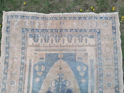 Oushak wool rug 5'4x9'7 turkish anatolian rug, vintage hand made rug, large living room rug kitchen rug, vintage bohemian rug