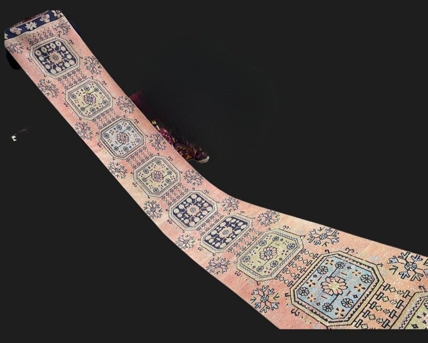 Staircase Runner Rug 2.5 x 21.5 Extra Long Wool TURKISH Runner Rug Vintage Runner Rug Oriental Runner Rug Wool Runner Hand Knotted Runner