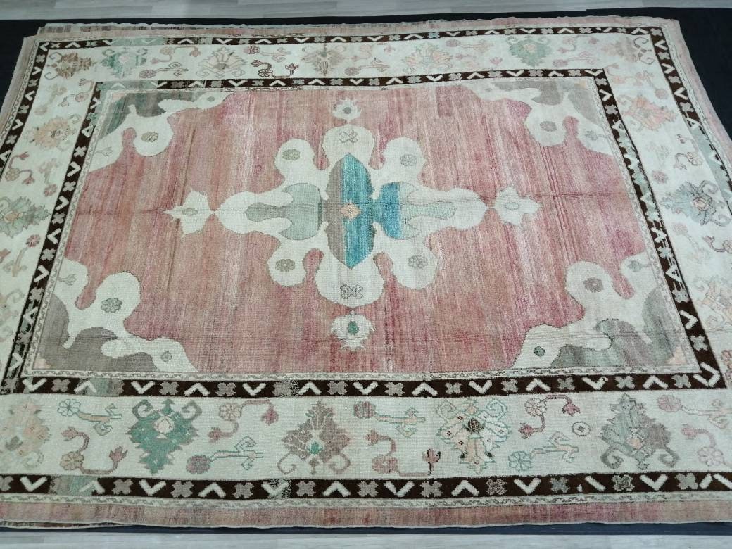 Authentic OUSHAK RUG 12.7 x 9 Oushak Rug Vintage Oushak Rug Vintage Rug Wool Oushak Rug Hand Made Rugs Vintage Turkish Rug