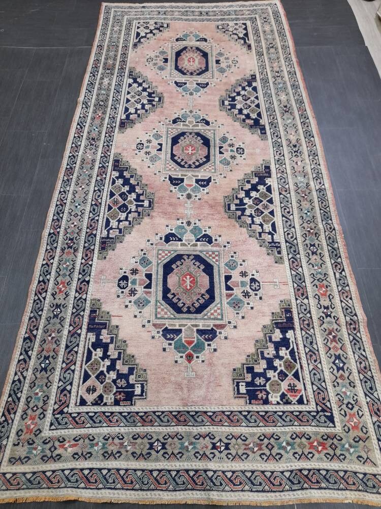 Vintage rug Medium Wool Pile 5 x 11.3 Turkish Rug, Oushak Rug, Quality Wool Rug Hand Knotted Rug , Oriental Rug Fine Knotted rug