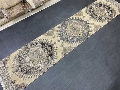 Vintage Oriental Runner Rug Muted Turkish Runner Rug 2.8 x 13 Handmade Vintage Runner Rug Hallway Runner Rug Muted Runner Rug