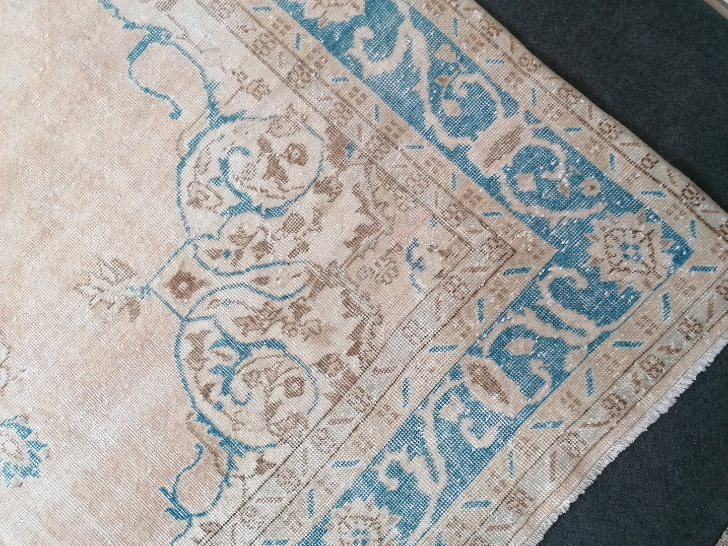 7 x 11 feet, oushak turkish rug, blue hand knotted rug, vintage anatolian rug,unique handmade rug,bohemian rug