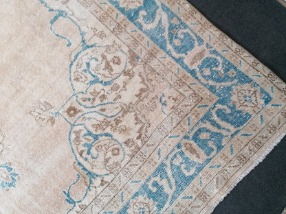 7 x 11 feet, oushak turkish rug, blue hand knotted rug, vintage anatolian rug,unique handmade rug,bohemian rug