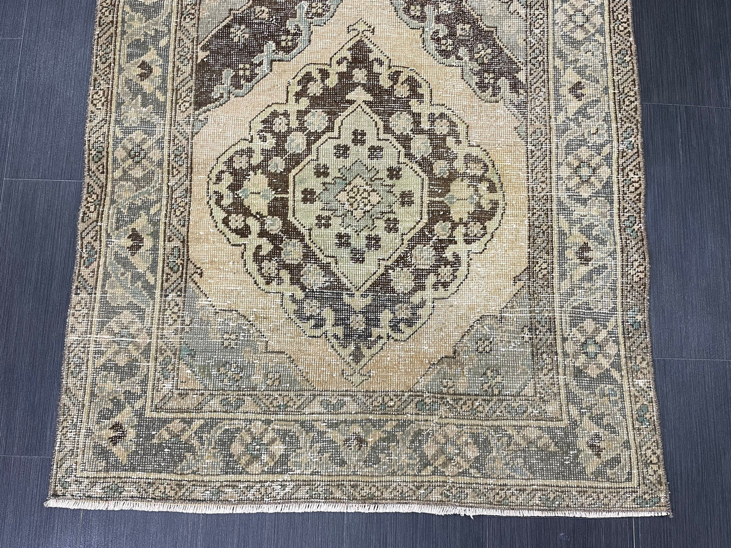 Muted Vintage 3.5 x 7 Rug Handmade Rug, Rustic Rug Hand Knotted Rug, Rug Runner, Turkish Rug, Farmhouse Rug, Vintage Rug, Wool rug