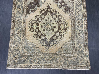 Muted Vintage 3.5 x 7 Rug Handmade Rug, Rustic Rug Hand Knotted Rug, Rug Runner, Turkish Rug, Farmhouse Rug, Vintage Rug, Wool rug