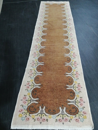 Oushak Runner Rug 2.6 x 10.5 Turkish Runner Rug Vintage Runner Rug Hallway Runner Rug Kitchen Runner Rug Antique Runner Oriental Runner Rug