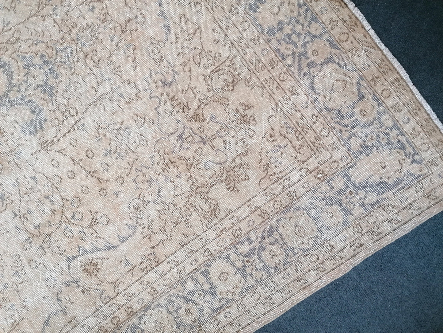 7 x 10 large vintage oushak rug, handmade rug, distressed rug