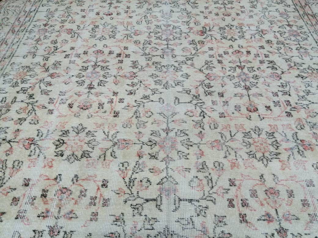 Vintage Turkish Rug 6.2 x 9.7 Muted Vintage Persian Rug Muted Vintage Rug Wool Muted Oushak Rug Hand Made Rugs Vintage Turkish Rug