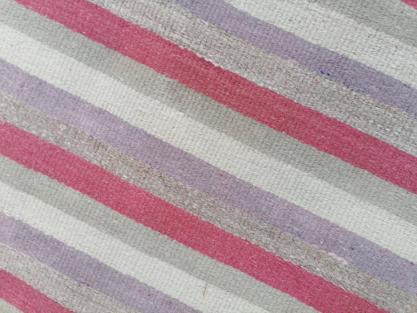 7 x 9 Handmade flatweave kilim rug  stripe wool rug, woven rug, pastel turkish kilim, muted flat_weaving rug