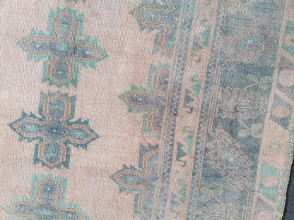 4'10x9 faded vintage turkish runner rug, oushak vintage rug,vintage anatolian rug,unique hand made bohemian