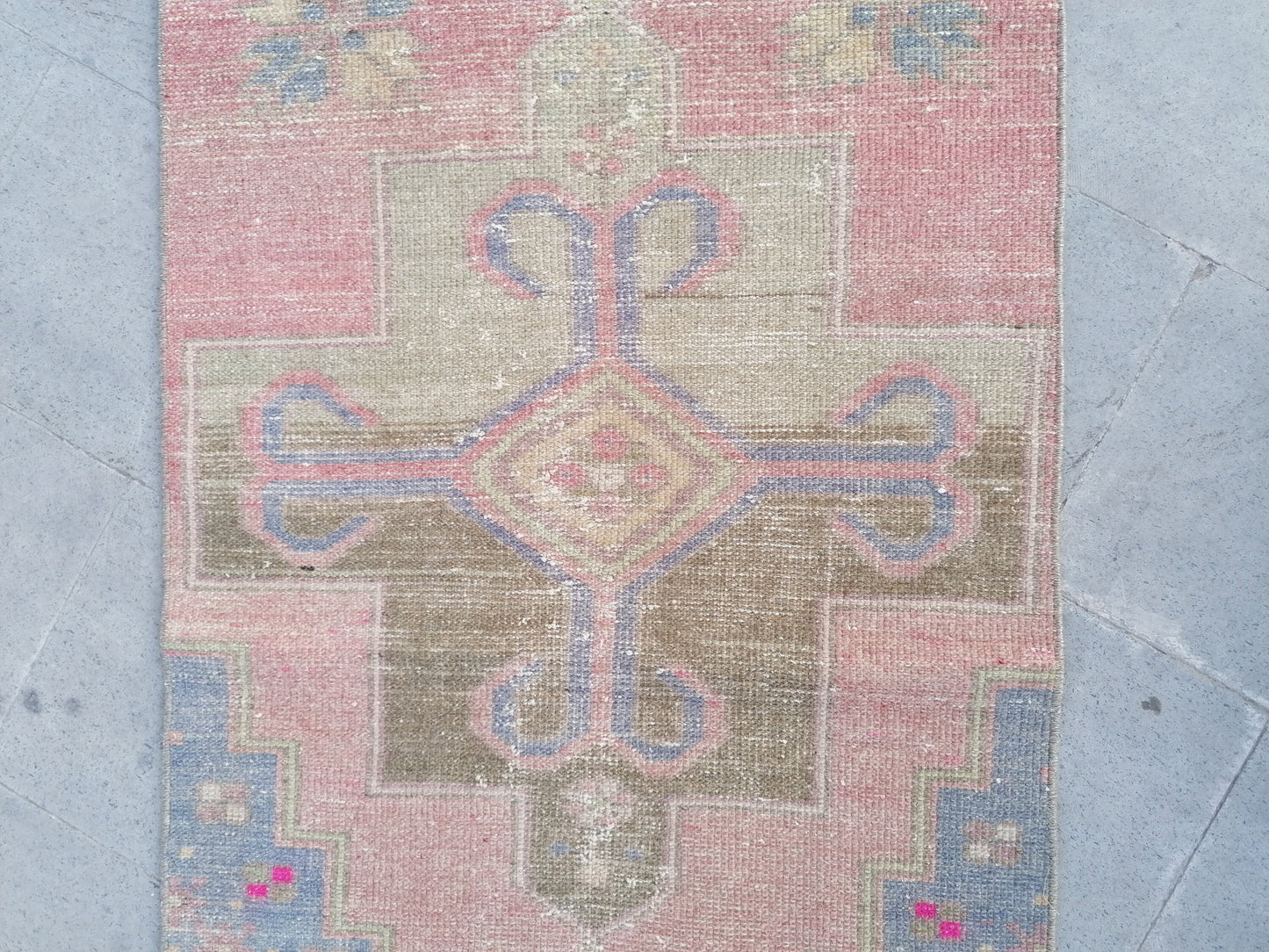 Runner rug 2'7x8'3 distressed vintage runner , rustic hand made wool runner