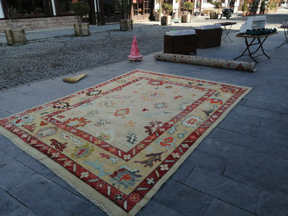 12 x 9 OUSHAK RUG, TURKISH Oushak Rug, Vintage Oushak  Rug, Rug, Wool Oushak Rug Hand Made Rugs, Made In Turkey 9x12 Oushak Rug