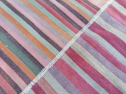 Flatwoven with embroidery rug 7x9 turkish hand made rugs vintage turkish rugs oushak rug vintage oushak rug, wool rug