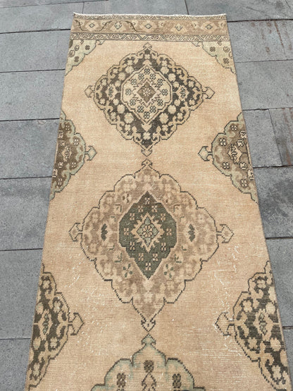 Muted XL Hand Knotted Runner TURKISH Stairs 2.8 x 24.2 Runner Rug Handmade Runner Rug XL Oriental Runner Rug Staircase Runner rug