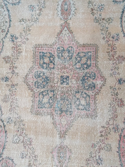 7.2 x 10.5 Oushak rug, vintage turkish rug, handmade rug, vintage anatolian rug