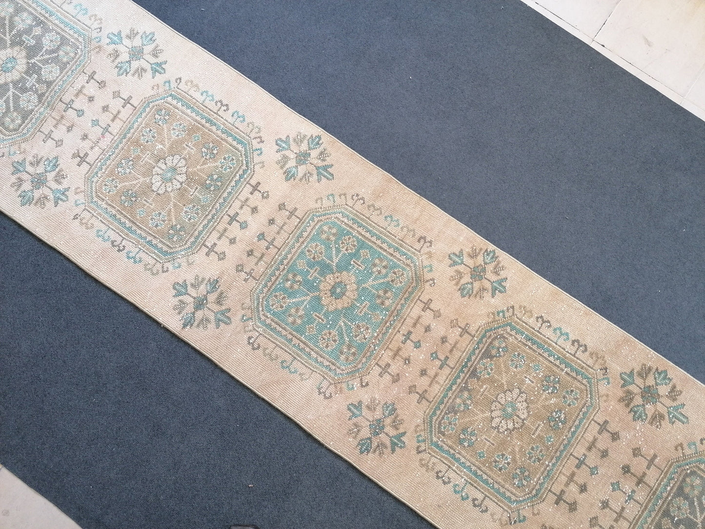 2'6x11'6 turkish runner rug, runner rug,vintage, oushak runner rug, kitchen runner rug, hallway runner rug,vintage runner rug,oushak runner