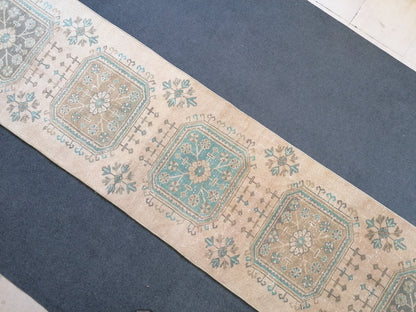 2'6x11'6 turkish runner rug, runner rug,vintage, oushak runner rug, kitchen runner rug, hallway runner rug,vintage runner rug,oushak runner