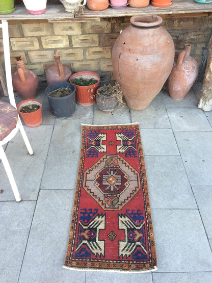 Vintage SMALL AREA TURKISH  Rug,Bohemian Rug,Turkish Rug,Antique Rug,Oushak antique Rug,Hand woven Rug,Weaving Rug,Ethnic Rug,Kitchen Rug