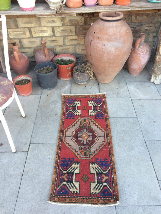 Vintage SMALL AREA TURKISH  Rug,Bohemian Rug,Turkish Rug,Antique Rug,Oushak antique Rug,Hand woven Rug,Weaving Rug,Ethnic Rug,Kitchen Rug