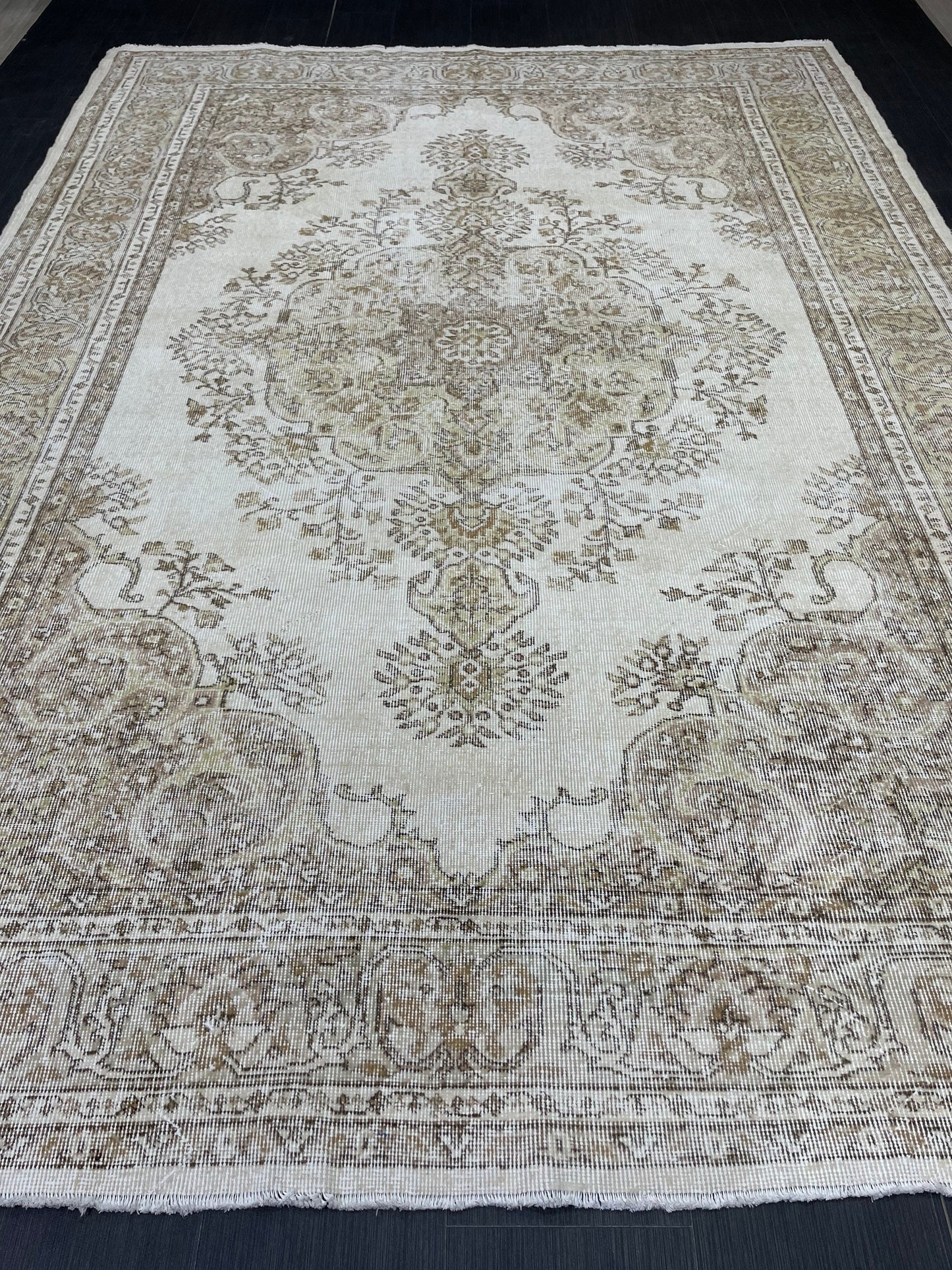 Vintage RUG 7.2 x 10 Antique Rug Vintage Wool  Oriental Rug Handmade Rug Hand Knotted  Rug NATURAL Wool Rug Turkish Rug