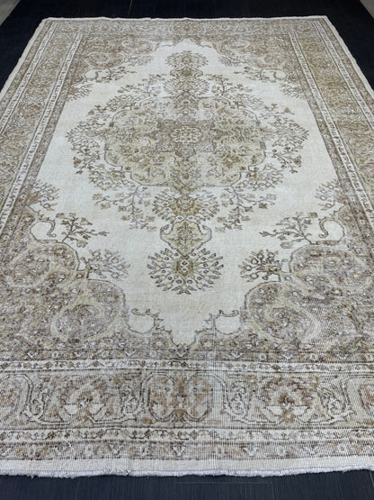 Vintage RUG 7.2 x 10 Antique Rug Vintage Wool  Oriental Rug Handmade Rug Hand Knotted  Rug NATURAL Wool Rug Turkish Rug